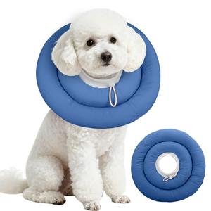 IDOMIK Dog Recovery Collar, Waterproof Soft Dog Cone After Surgery, Comfy Protective Elizabethan Collar Alternative for Dogs Cats, Adjustable Pet Neck Donut Cone Anti-Licking Biting Wounds,Navy, M