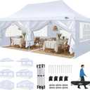 COBIZI Canopy 10x20 Pop Up Canopy Tent with Sidewalls, Waterproof Commercial Canopy Ez Outdoor Instant Gazebo UV Protection 50+ Event Shelter, Garden Tents for Parties with Sandbags, White