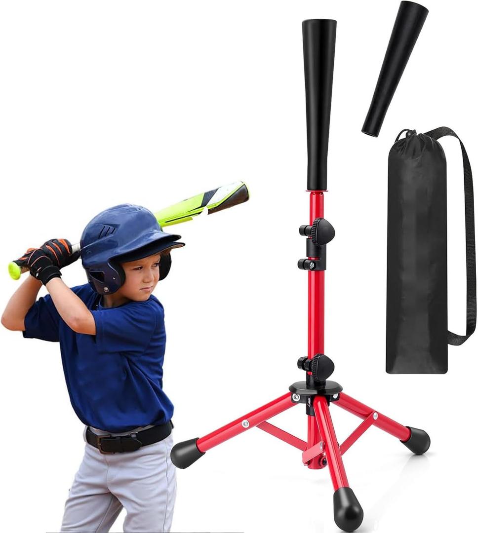 Baseball Tee for Kids,Batting Tee,Softball Tee,tee Stand, Youth Hitting Tee,Teeball Tee,Travel Tee,Easy Adjustable Height 20.5-30.2inch (Red)