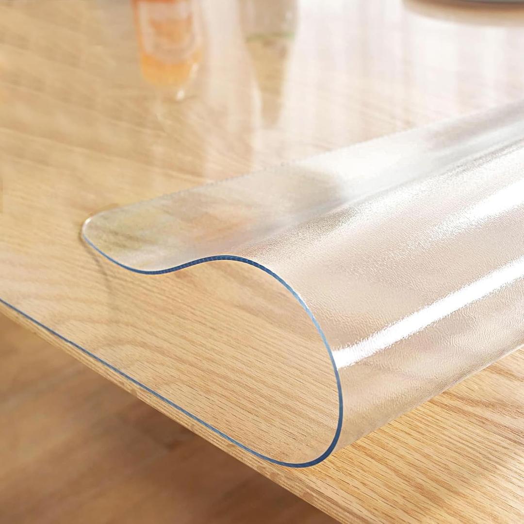LovePads Frosted Table Cover Protector 48 x 48 Inch, 1.5mm Thick Plastic Table Cover, Table Protector for Dining Room Table, Waterproof Vinyl Tablecloth Table Pad Mat for Kitchen, Writing Desk
