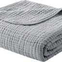 Yoofoss Muslin Blanket 100% Organic Cotton Throw Large 50" x 60" for Bed Couch Summer Gauze Blanket for Adults Lightweight and Breathable Grey