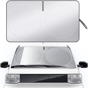 Windshield Sun Shade for Car Foldable Front Window Sun Visor 240T Reflective Fabric Blocks UV Rays and Sun, Automotive Interior Protection for Cars,Trucks, SUVs|S (59”x31.5”) Pack of 2