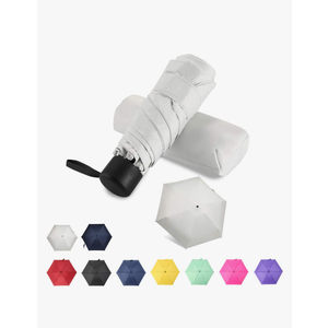 GAOYAING Compact Travel Umbrella with Case Sun&Rain Lightweight Small and Compact Suit for Pocket, White 