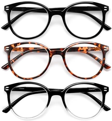 GIBLOGO Reading Glasses for Women and for Men, Blue Light Blocking Readers, Bluelight Eyeglasses, 3 Pack