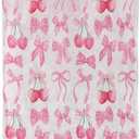Pink Cherry Bow Throw Blanket Back to School Decorations Soft Dorm Room Essentials Gifts for Students Girls Boys Lightweight Coquette Bow Cherry Aesthetic Blanket for Nursery Room 30"x40"