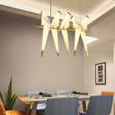 Gold Birds Chandelier 3-Lights Thousand Paper Crane Pendants Light Modern PVC Lampshade with Pedestal Hardware Bird with Adjustable Hanging Lamp for Dining Room Bedroom (5 Lights)