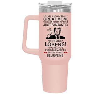 Christmas Gifts for Mom from Daughter, Son, Kids - Great Mom Coffee Tumbler on Birthday, Christmas, Durable Stainless Steel, Insulated for Hot or Cold Drinks, Ideal Gift for Mothers 40oz, Pink