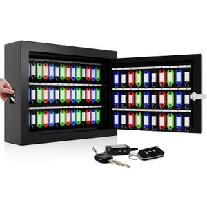 75 Keys Key Lock Box, Anti-Theft Key Cabinet with Key Tags, Key Organizer Wall Mount for Car Garage House Rental Office Business