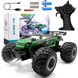 Remote Control Car, 2.4GHz High Speed 18KM/H Monster Truck Toys, 4WD RC Car with 2 Rechargeable Batteries, 200ft Range, 1:20 Scale All Terrain RC Cars, Toys Gifts for Kids and Adults - LED Headlights