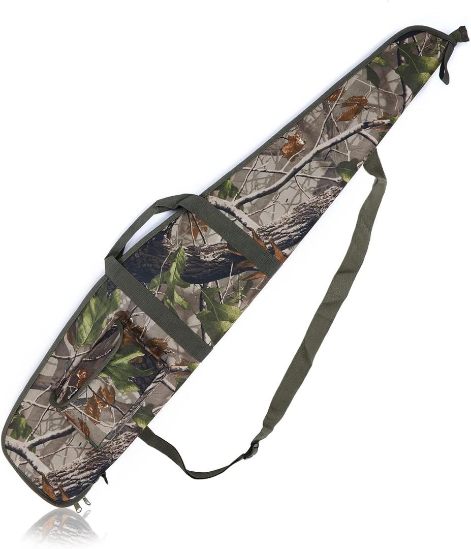 AUMTISC Soft Rifle Gun Case, 41/45/49 Inch Shotgun Carrying Bag for Scoped Rifles with Adjustable Shoulder Sling (44"-Fits Rifle Up To 41", Camo)