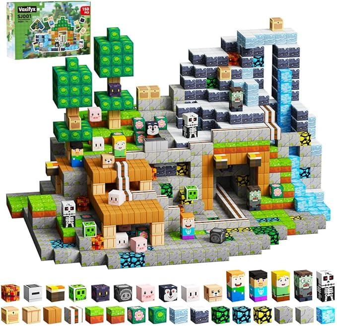 150PCS Magnetic Building Blocks Set Toys, Kids Classroom Magnet Blocks Toy for Toddlers STEM Learning, Construction Stacking Toy for Kids Boys and Girls Christmas Birthday Gifts