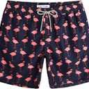 maamgic Mens Slim Fit Swim Shorts Swim Trunks 7 inch, Flamingo Navy, S