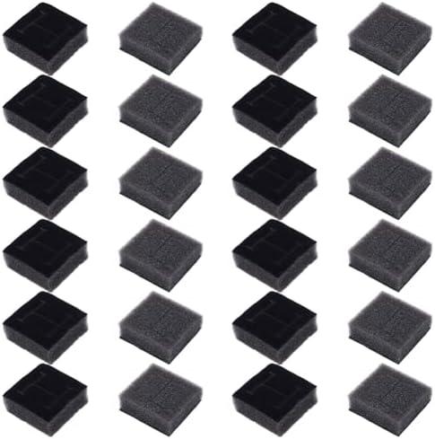 PLIGREAT 24 Pcs Jewelry Box Sponge Pad, Foams Earring Storage Box Liners with Slots Black Ring Holder Tray Inserts for Display Showcase Travel Collector