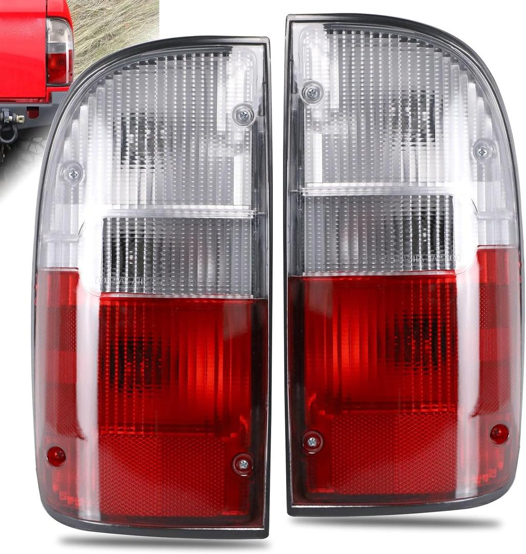 Tail Light Compatible With 1995-2000 Toyota Tacoma Rear Light Taillights Pair Left and Right Driver and Passenge Side Replace TO2801116 TO2800116 8155004030 8156004030 (Red/Clear Lens)