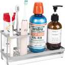 Toothbrush Holders for Bathrooms, Stainless Steel Tooth Brushing Holder Electric Toothbrush and Toothpaste Organizer Bathroom Accessories for Countertop, Shower, Sink - Silver (Small)