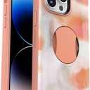 OtterBox iPhone 14 Pro (Only) OtterGrip Symmetry Series Case - PEACHES (Orange), built-in grip, sleek case, snaps to MagSafe, raised edges protect camera & screen