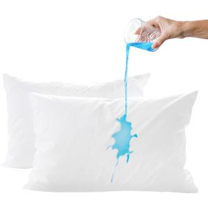 Waterproof Pillow Protector  Queen Size 2 Pack Pillow Covers with Hidden Zipper, TPU Coating, Oeko-TEX Certified Polyester, Machine Washable, Wrinkle & Shrink Resistant