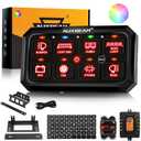 Auxbeam 8 Gang Switch Panel RB80 XL 5.3 Inch RGB Switch Pod Toggle Momentary Pulsed 12-24V Led Switch Panel Auxiliary Circuit Control Relay System for Truck Car Offroad UTV Waterproof 