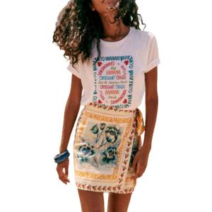 Womens Summer Floral Wrap Short Skirt Tie Side High Waist A Line Beach Vacation Boho Mini Skirt (Medium, Multicolor)