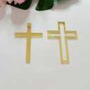 16pcs of Acrylic Cross Cake Topper, Cross Cake Charm for Baptism, Christening, Holy Communion Cake (4'', Gold Mirror)