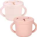 Snack Containers, Silicone Food Grade Silicone Cups, Toddler Snack Container Cups with Handles and Lid for Toddlers (Color 3)