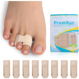 8 Pack Hammer Toe Corrector Toe Splint For Broken Toes,Brace Orthopedic Separator, Cushioned Bandages, Heal Wrap Toe Straighteners for Crooked Toesbrown