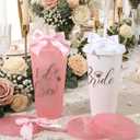 8 Pcs Bridesmaid Cups with Lids and StrawsWedding Tumbler Bridesmaid Gifts, Bride Cup Bachelorette Party Accessories, Plastic Travel Mug for Bridal Party Gifts Bachelorette Party Favors(Pink White)