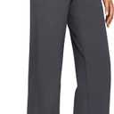G4Free Dress Pants Women Wide Leg Yoga Pants with Pockets Straight Leg Work Business Trousers Stretch Casual Pants(Dark Grey, M, Regular)
