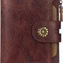 Wallet Women,Rfid Blocking Leather Bifold Womens Wallet Compact Card Holder Small Wallet for Women with Removable ID Window Darkhkaki