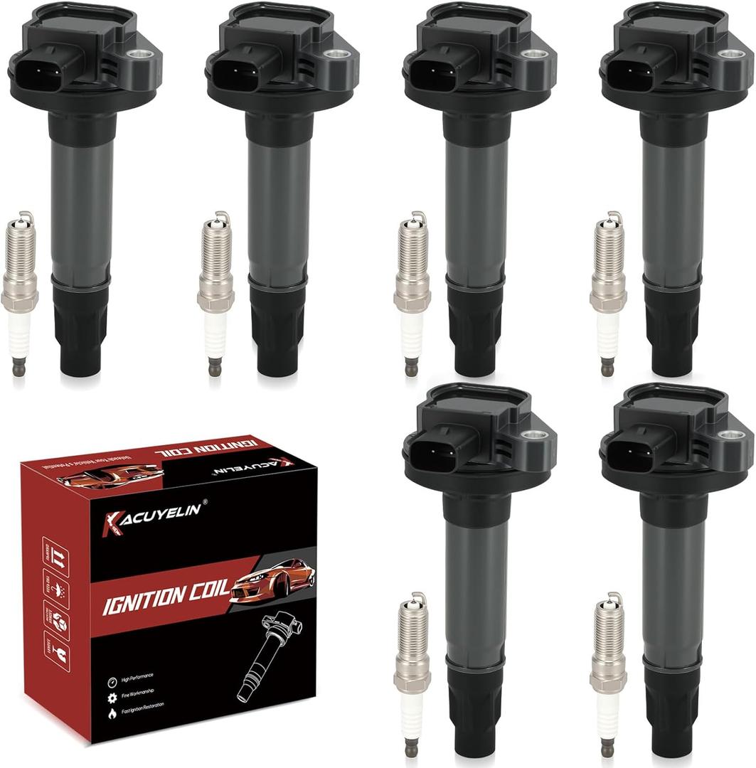 UF553 Ignition Coil Pack and Iridium Spark Plugs Set of 6 Compatible with Ford Edge Flex Taurus Lincoln MKS MKT MKZ MKX Mercury Sable 2008 2009 2010 2011 2012 2013 2014 2015 2016 3.7L 3.5L V6,DG520