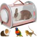 Guinea Pig Carrier Travel Small Animal Carrier Bag Lizard Bird Rabbit Carrier Cage Squirrel Breathable Bag Portable Travel Hamster Small Pet Hangbag (Large, Pink)