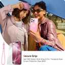 Stronger Magnetic & Shockproof for iPhone 16 Pro Case,Fit for MagSafe, with Screen Protector & Wrist Strap, Military-Grade Drop, Translucent Slim for iPhone 16 Pro Case, Chalk Pink