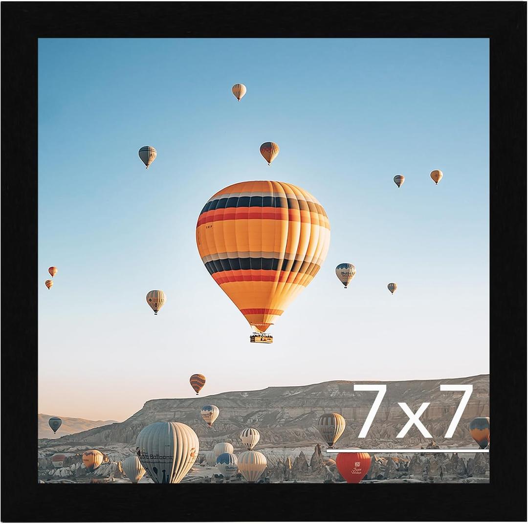 7x7 Picture Frame Black for Wall Hanging or Tabletop, Wall Mounting Horizontally or Vertically, 7 x 7 Square Wall Gallery Poster Photo Frame with Shatter Resistant Plexiglass, Black