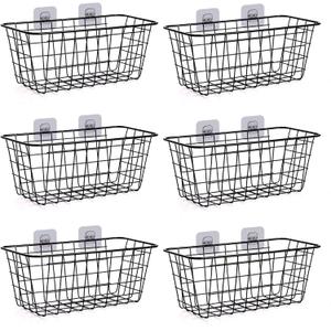 6 Pack Wire Storage Baskets Household Metal Wall-Mounted Containers Organizer Bins for Kitchen Bathroom Freezer Pantry Closet Laundry Room Cabinets Garage Shelf, Medium