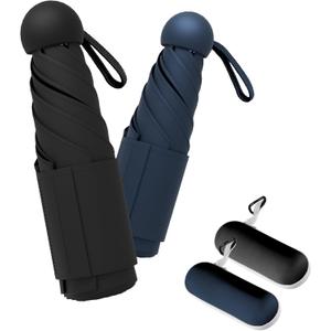 Travel Mini Umbrella Compact Small & Lightweight, UV Rain Protection, Pocket-Sized Folding Umbrellas with Quickdraw & Case for Men Women & Kids Backpack (NEW2-Pack Black&Navy)