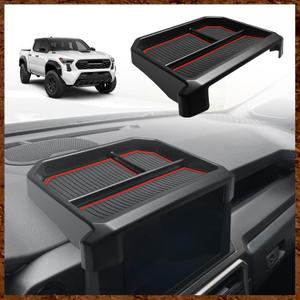 Muslogy Dashboard Storage Box for 2024 2025 2026 Tacoma & 2025 2026 4Runner Accessories Center Console Organizer w/ 8-inch Screen for SR SR5 TRD PreRunner TRD Sport Off-Road Pro Trailhunter (Red)