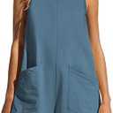 Women's Summer Rompers Loose Overalls Casual Sleeveless Short Jumpsuits with Pockets (Black) L