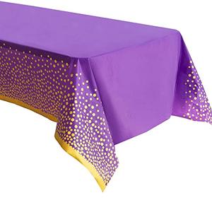 ZULADISE 2 Pack Premium Purple and Gold Plastic Tablecloths – Thick, Durable, Reusable Table Covers (54 x 108 in) – Stylish Party Decor for Birthday, Rapunzel, Tangled, Purple Birthday Decorations