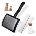 3PCS Slicker Brush for Dogs & Pet Comb,Professional Dog Grooming Brush (Goldendoodles,Poodles,Labradoodles) with Extra Long Pins to Effectively Remove Tangles, Knots,Mats Hair Collection Bottle(Black)