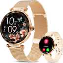 Smart Watches for Women Answer/Make Call, 1.19" AMOLED Smartwatch with Bluetooth for Android iOS Phones, IP68 Waterproof Fitness Tracker with Heart Rate SpO2 Sleep Monitor, Rose Gold