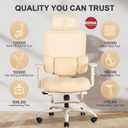 Ergonomic Office Chair with Footrest, Mesh Desk Chair with Adjustable Headrest & Armrests & Dynamic Floating Wing Lumbar Support, High Back Computer Chair for Home Office, BIFMA Certified, Beige