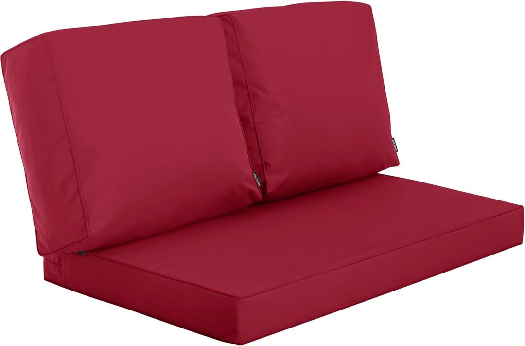 Outdoor Loveseat Cushion, Waterproof Fade & Tear Resistant Seat and Backrest Cushion Set for Patio Furniture,46x24 Inch, Burgundy