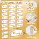 24 Pack Reserved Table Signs for Wedding, Double Sided Gold Reserved Row Seating Signs for Wedding Chairs Tables Tent Place Cards Reception Ceremony Restaurants Event