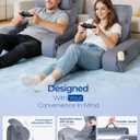 Reading Pillow with 30-90° Stepless Adjustable Angle & Height, 2 in 1 Back Wedge Pillow for Bed Sitting up with Detachable Arms Rest, Backrest Pillow for Reading/Gaming/Working in Bed or Couch, Medium