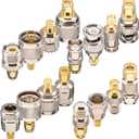 SMA Adapter Kit 16-Piece, Standard SMA to BNC/UHF/F/N Type Connectors Kit, Antenna Coax Connector Converter Male/Female for for SDR Dongles/Ham Radio/FPV Drone/Extension Cable