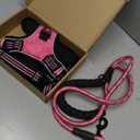 No Pull Dog Harness Adjustable Reflective Oxford Easy Control Medium Large Harness with A Free Heavy Duty 5ft Dog Leash (L (Neck: 18"-25.5", Chest: 24.5"-33"), Pink)