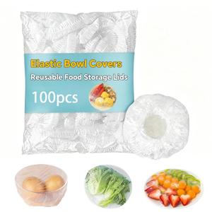 3 x Reusable Elastic Bowl Covers - Plastic Wrap for Food, for Bread Proofing, efrigerator Storage & Shower Cap(100 Pcs)