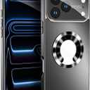Magnetic Design for iPhone 14 Pro Case,[Compatible with MagSafe][Military Grade Drop Protection] Camera Lens Protector Cover Logo View Dust-Proof Matte Shockproof Protective Cover,Black