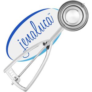 Jenaluca Extra Large Ice Cream Scoop - 1/3 Cup Disher Size #12 stainless steel scooper for food, cupcake batter & icecream