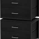 BOLUO Stackable Storage Drawers Closet Organizers and Storage Fabric 2 Drawer Dresser for Bedroom Set of 2 Black Modern (L(15.7"D x 21.1"W x 16.1"H))